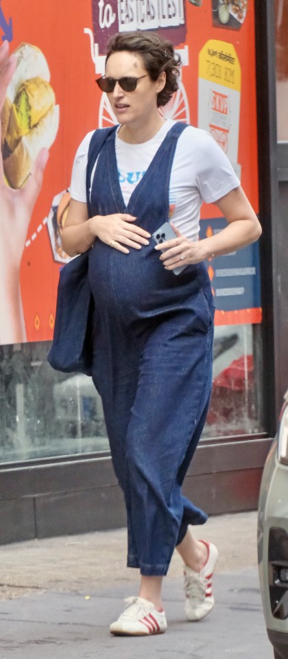 Phoebe Waller-Bridge showing her baby bump while walking in London.