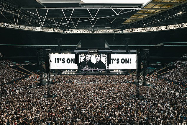 As many as 200 paid £350 each to be snuck in via a disabled entrance, The Sun was told. Pictured: Photographs of Oasis Live '25 at Wembley Stadium 25th July 2025