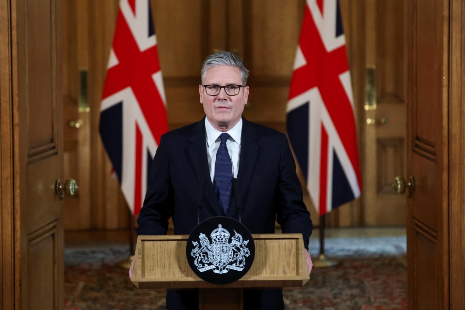 Keir Starmer giving a statement at No. 10 Downing Street.