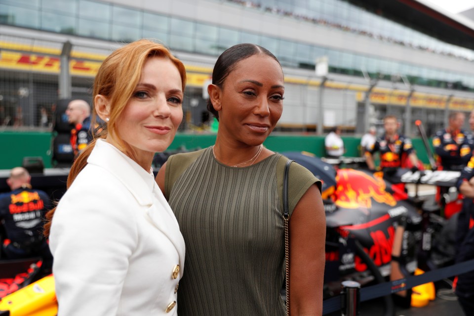 Geri Halliwell and Mel B at the British Grand Prix.