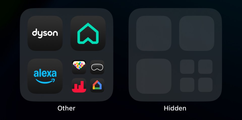 App icons: visible and hidden.
