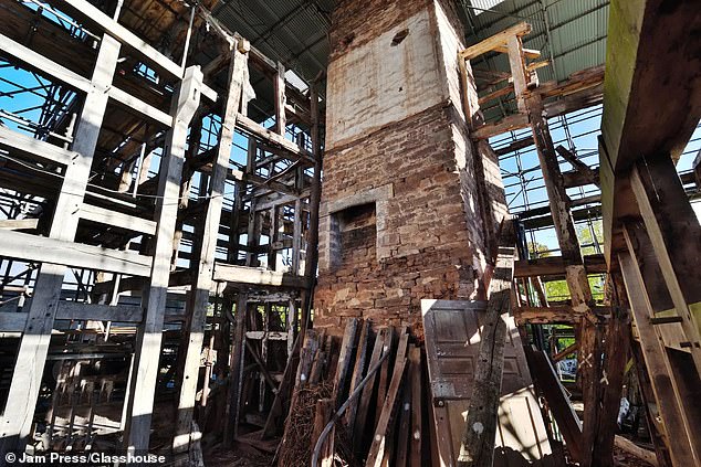 Inside the property shows the deterioration of the house with its masonry and timber frame in tatters