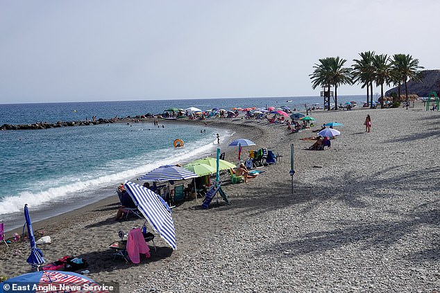 The part of the beach at Castell de Ferro where migrants stormed ashore after arriving in a boat from Morocco