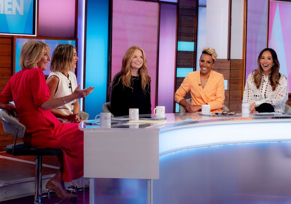 Kaye Adams, Frankie Bridge, Patsy Palmer, Kelly Holmes, and Myleene Klass on the set of Loose Women.