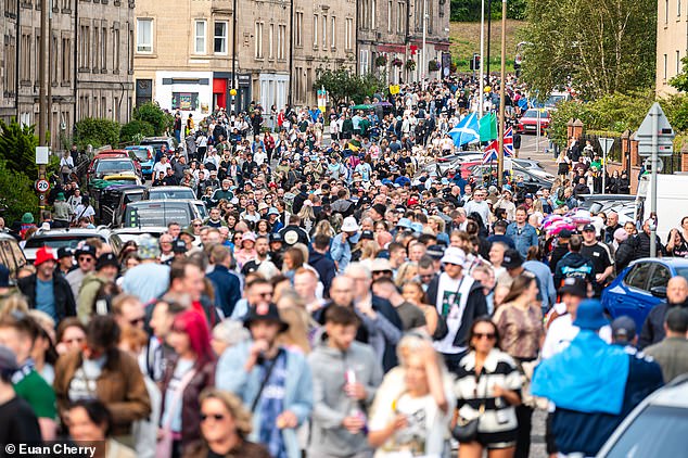 Oasis fans descend on Murrayfield stadium ahead of the first of three dates at the Edinburgh venu on Friday