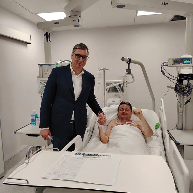 Serbian President Aleksandar Vucic visited the minister in hospital on Thursday