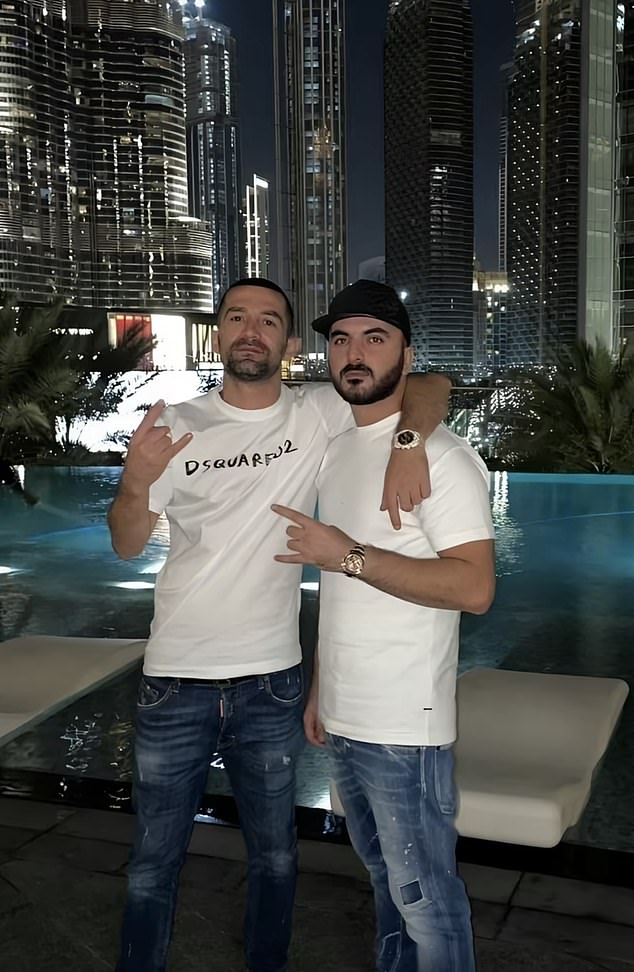 Pictured: Selita with one of his cronies. Accounts across TikTok have shared images of the group in the Middle East