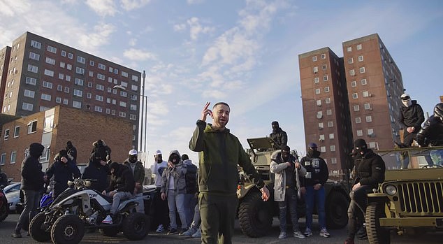A scene from the group's Poppin Smoke music video where they drove military vehicles onto the Gascoigne Estate