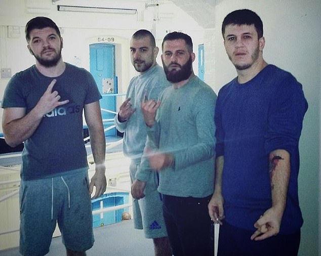 Another image of the Hellbanianz taken in prison, which circulated on TikTok