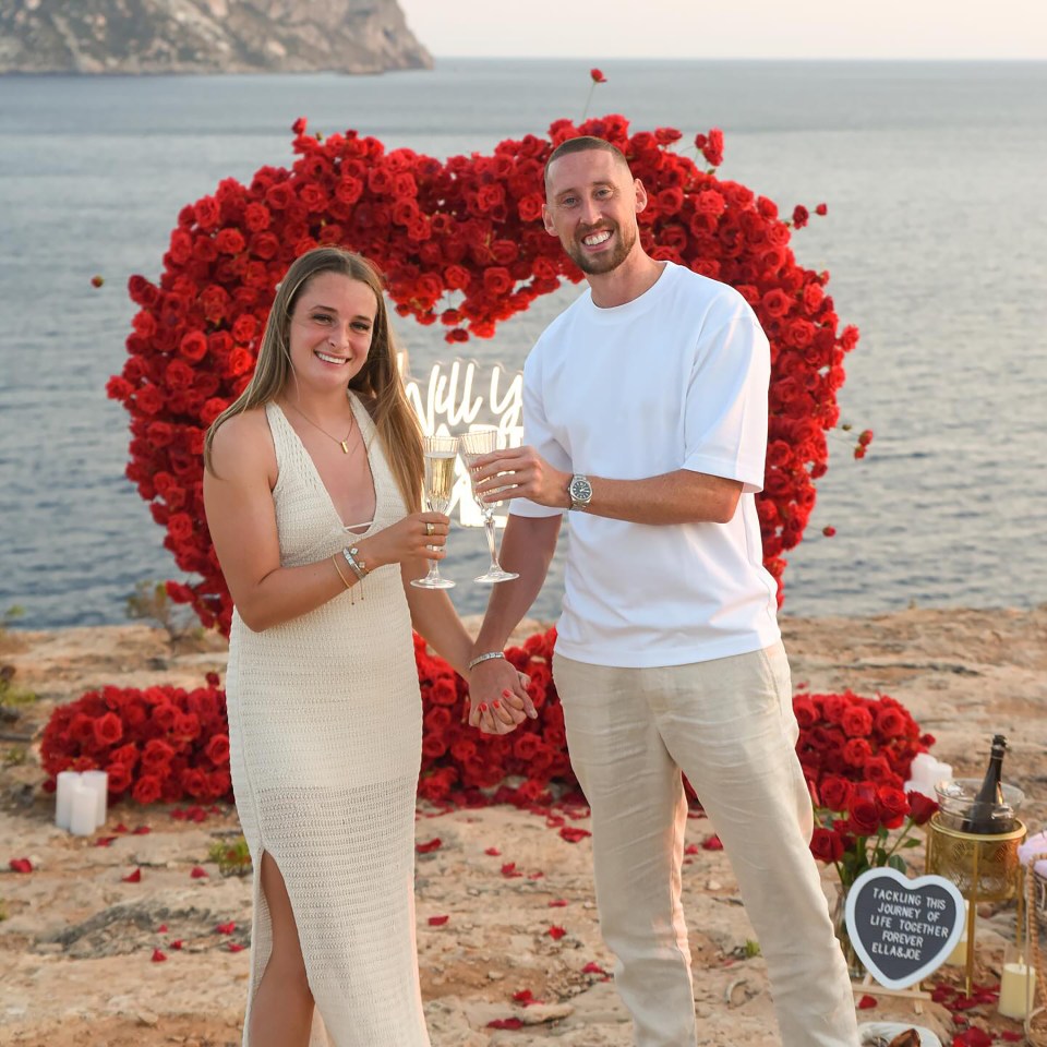 Ella Toone and Joe Bunney engaged in Ibiza.
