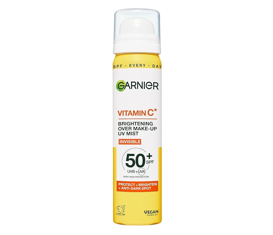 Garnier Vitamin C brightening SPF 50+ UV mist.