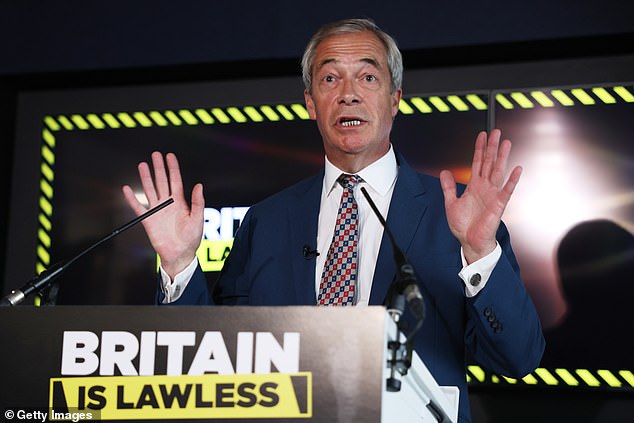 The force was accused of a 'cover-up' by Reform leader Nigel Farage (pictured) for not revealing the immigration status of the two suspects
