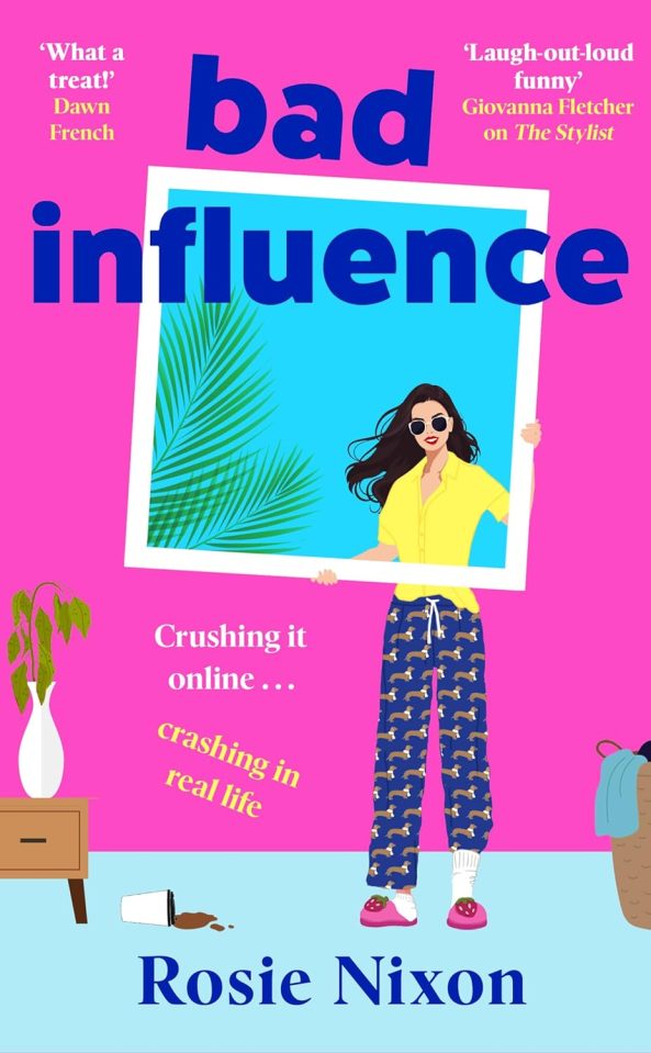 Illustration of book cover for "Bad Influence" by Rosie Nixon.