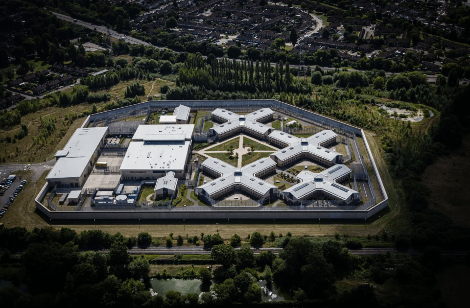 Aerial view of a prison.