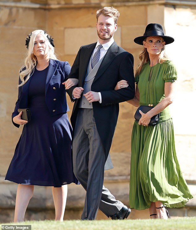Lady Eliza Spencer, Louis Spencer, Viscount Althorp and Victoria Aitken attend the wedding of Prince Harry to Meghan Markle