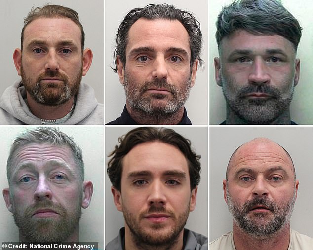 Truro Crown Court heard that seven conspirators had been due to collect 20 bales of cocaine from the sea after they had been dropped there by a cargo ship. Pictured, clockwise from top left, six accomplices: Alex Fowlie, Terry Willis, Scott Johnston, Michael May, Bobbie Pearce and Peter Williams