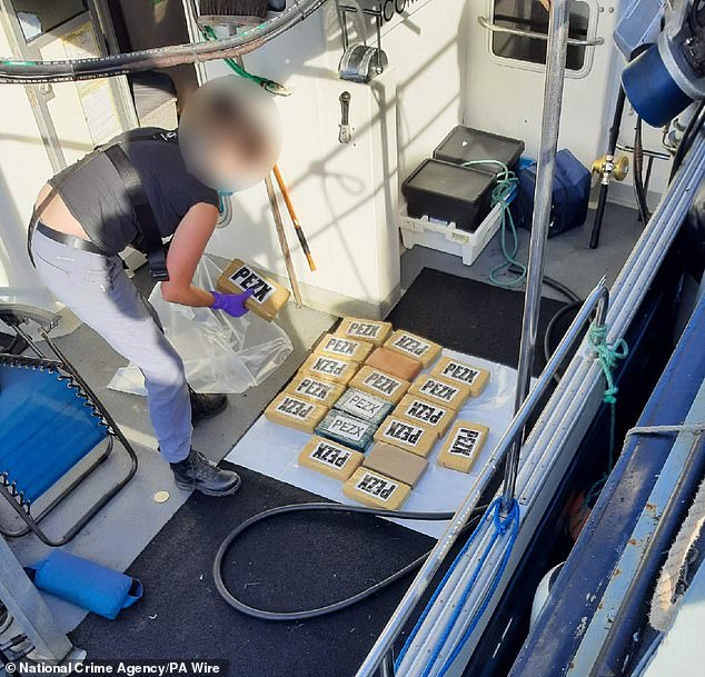 The vessel was intercepted by officials from the National Crime Agency and blocks of cocaine  worth a total of £100million seized