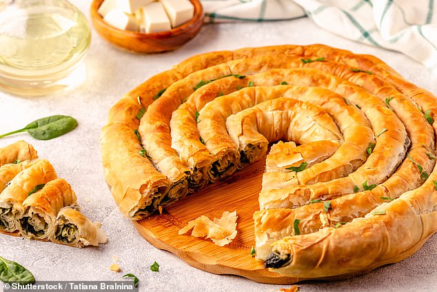 For a quick snack, bakeries and cafes sell strong Greek coffees and pastries like spanakopita for £1.70