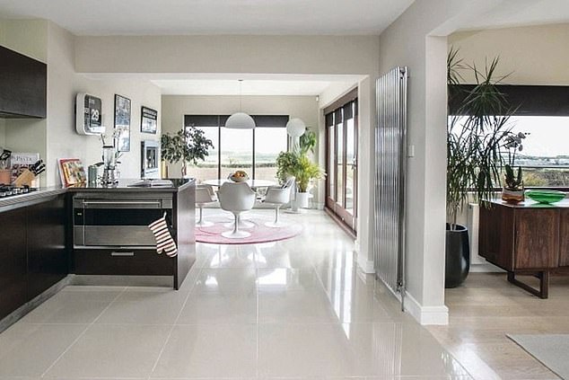 Patrick Kielty's spacious kitchen inside his house in the village of Dundrum, County Down