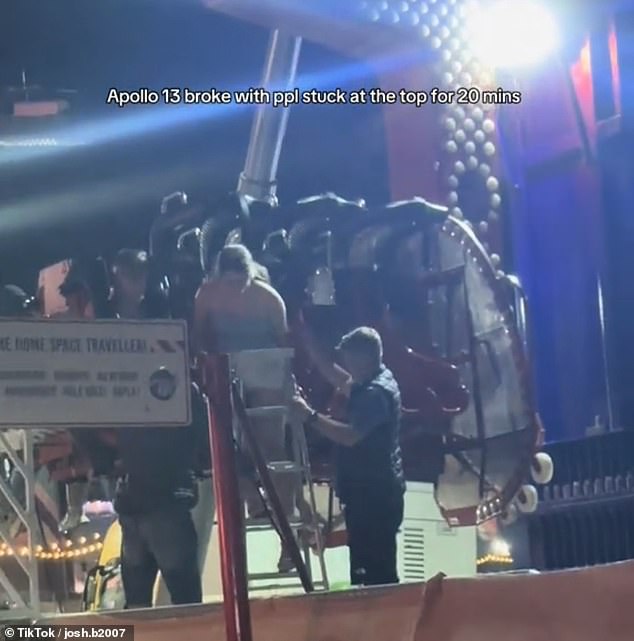 Chilling footage posted to social media in the wake of the malfunction shows panicking families being rescued from the ride late at night