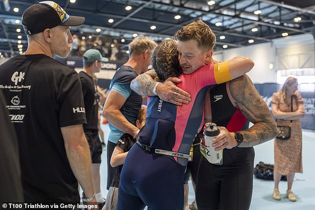 Adam and Holly were seen sharing an emotional embrace after the gruelling challenge