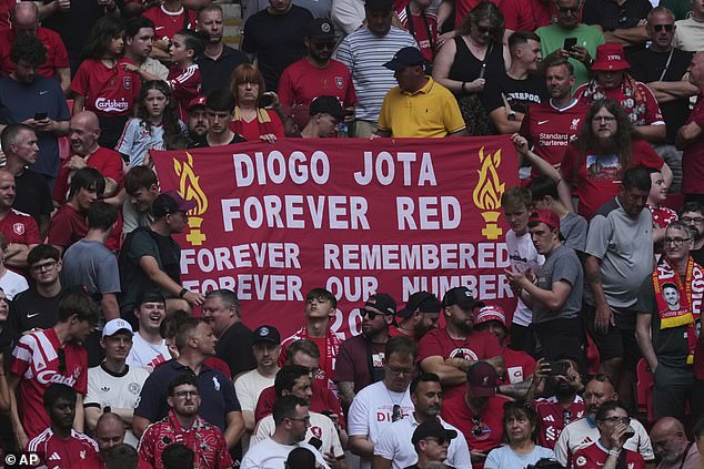 The Liverpool section of the ground was awash with banners paying tribute to the Portuguese