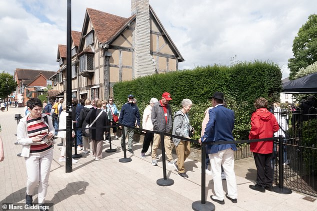 Locals queue up outside the Birthplace Museum, where Shakespeare was born and brought up