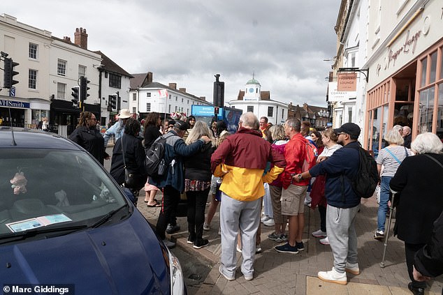 Large tour groups were seen being given walking tours through the town as coach loads of tourists arrived at the centre