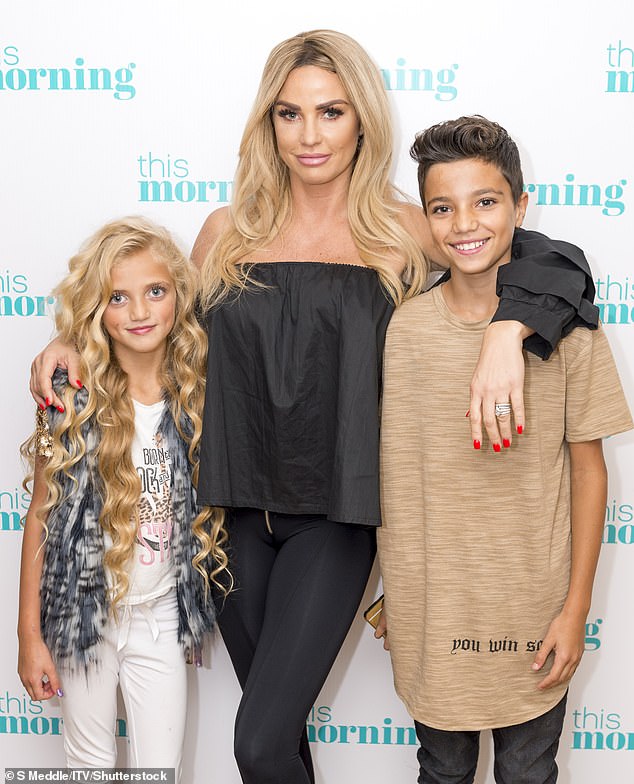 The daughter of the former glamour model and singer Peter Andre , 18, claimed she wished she could have had a 'happier childhood' as she discussed her traumas on her new reality programme, The Princess Diaries (pictured with brother Junior in 2017)