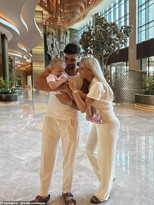 Other pictures saw the Love Island alumni, who reunited with Tommy Fury, 26, in May, happily making the most of the sunshine with her young family