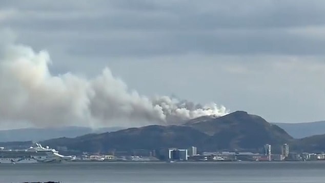 The fire could be seen from miles around as huge smoke clouds billowed into the air