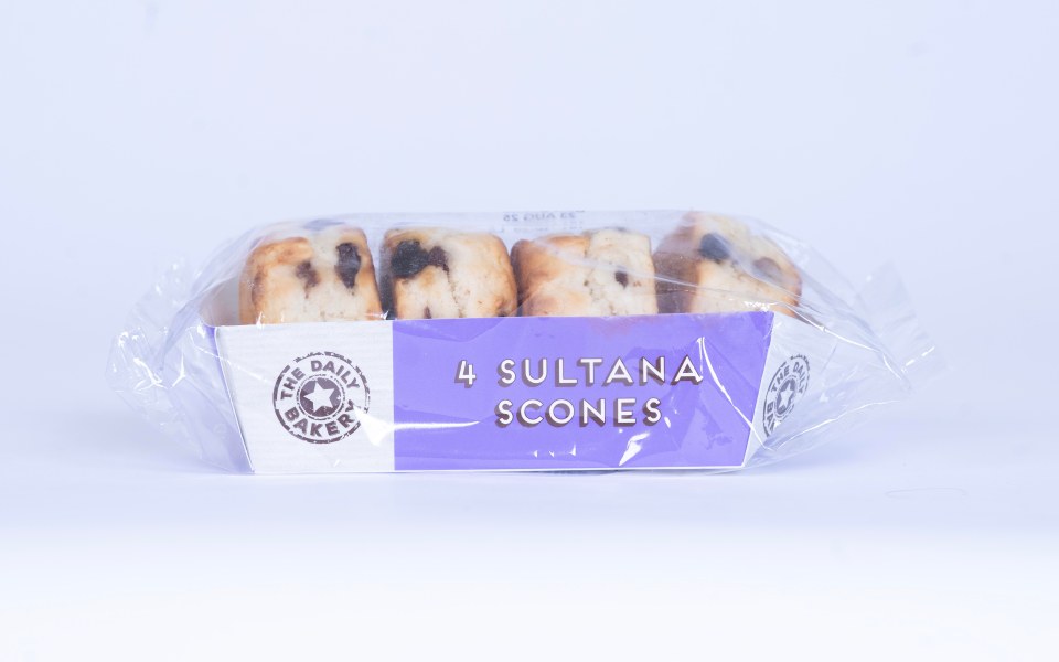 Package of four sultana scones.