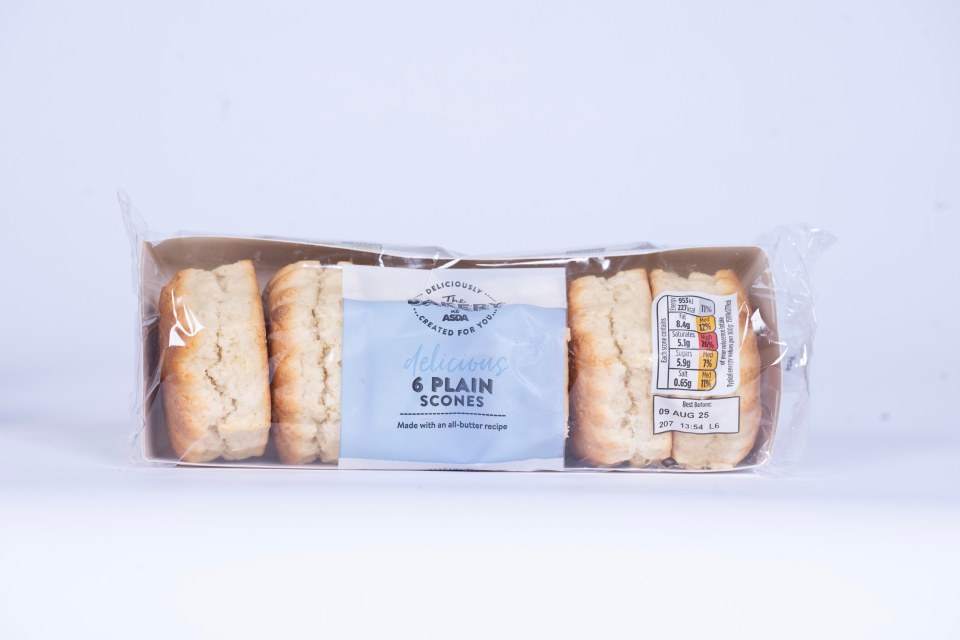 Package of six ASDA plain scones.