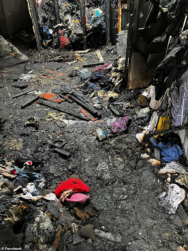 Just last year, Shasta's house burned down (pictured). She¿s now trying to make ends meet near Boise with her five sons through a body piercing business