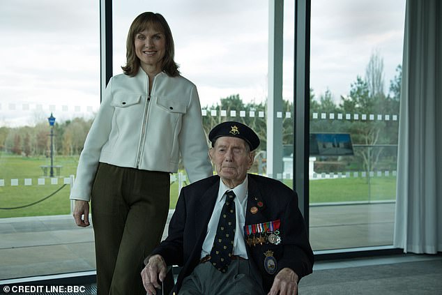 This episode traced the conflict chronologically, from Pearl Harbor to Hiroshima. The names are familiar but the horrors suffered by troops in the jungles of South-east Asia are beyond imagination. Pictured: WWII veteran Bill Redston with Fiona Bruce