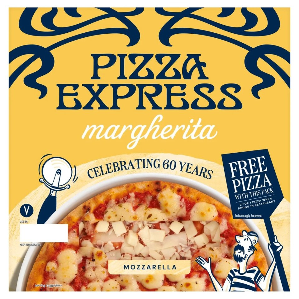 Pizza Express Margherita pizza package with free pizza offer.