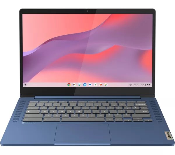 Blue Lenovo Chromebook.