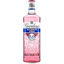 Bottle of Gordon's Alcohol Free Premium Pink Gin.