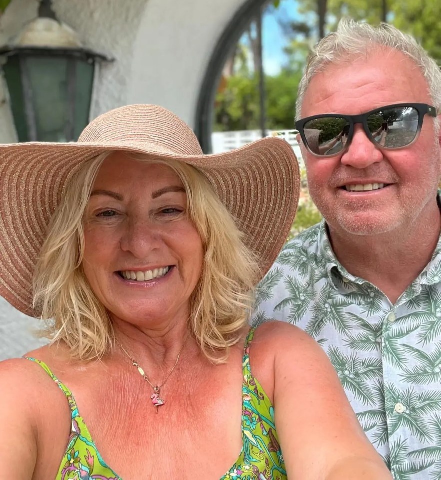 Smiling couple on vacation.