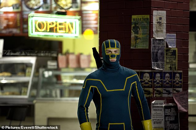 He also took the titular lead in Hollywood caper Kick-Ass and its sequel (pictured in Kick-Ass 2)