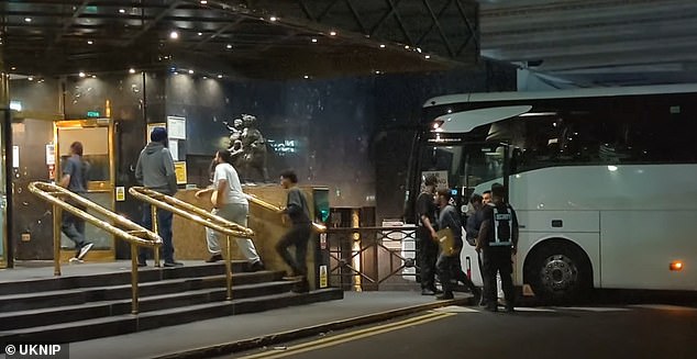 In August, a coach full of suspected migrants was seen arriving at the four-star Britannia International Hotel in Canary Wharf