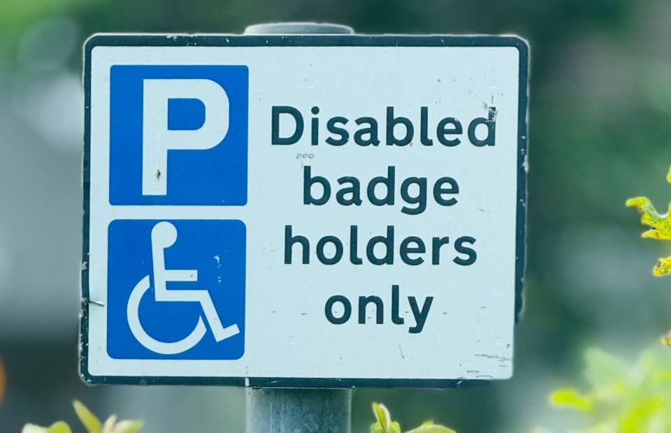 Disabled parking bay sign.