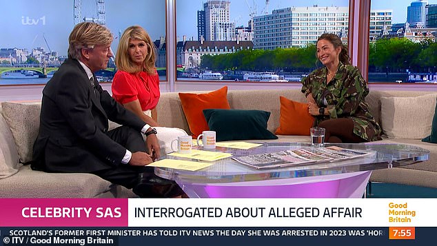 Richard asked Rebecca if she 'blamed' David, 50, for their reported affair but the model quickly backed away from answering the question
