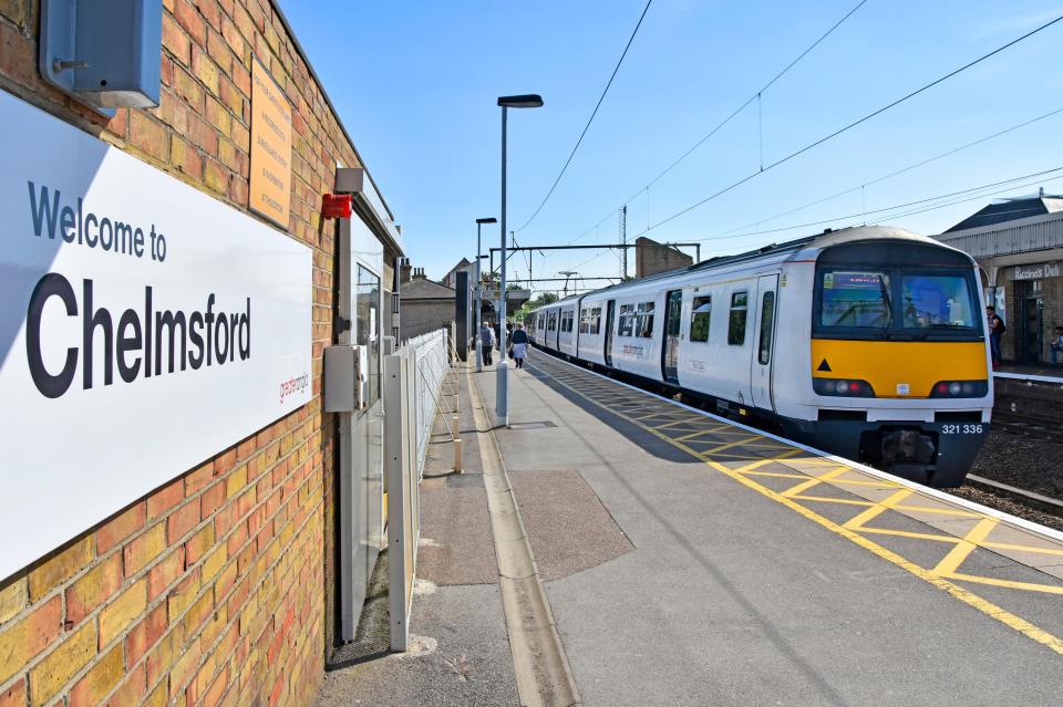 Train at Chelmsford train station.