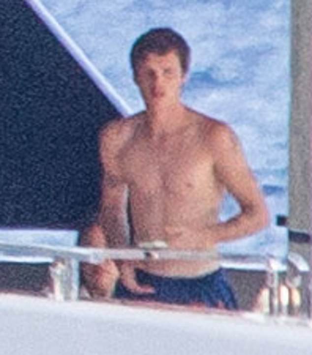 Like his father Cruz also went shirtless and showcased his own toned physique