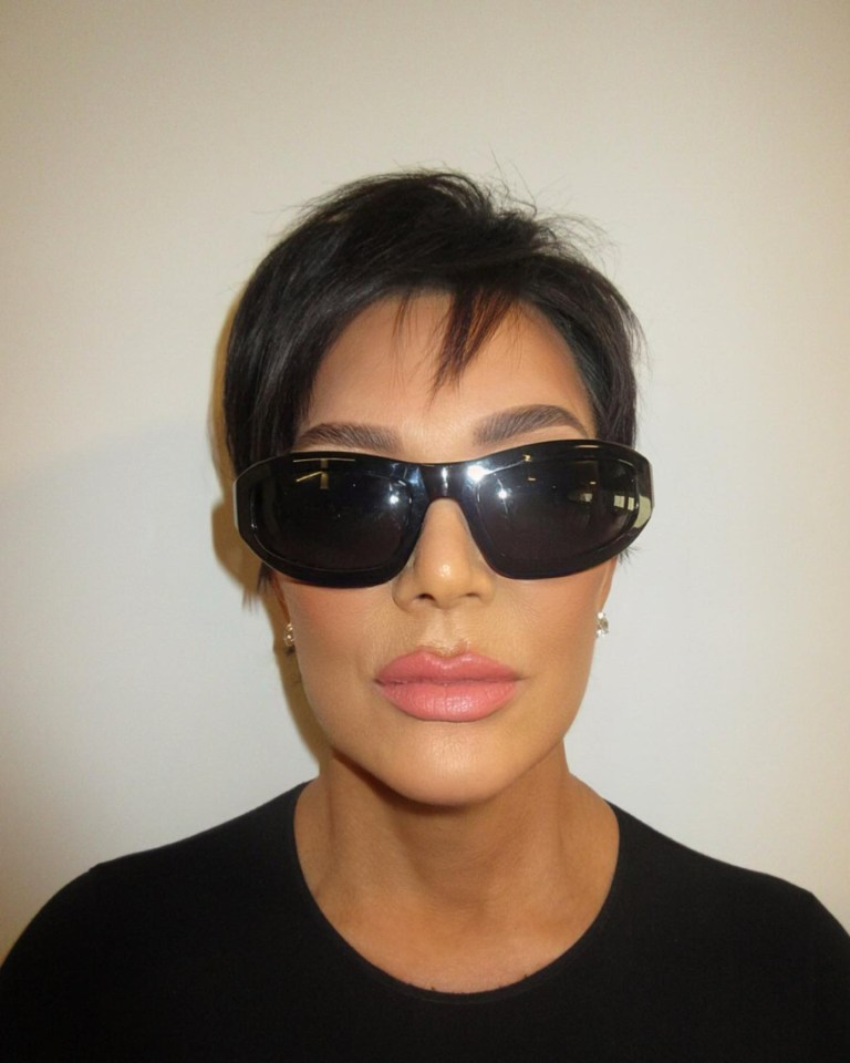 Kris Jenner wearing sunglasses in a promotional image for Kylie Cosmetics.