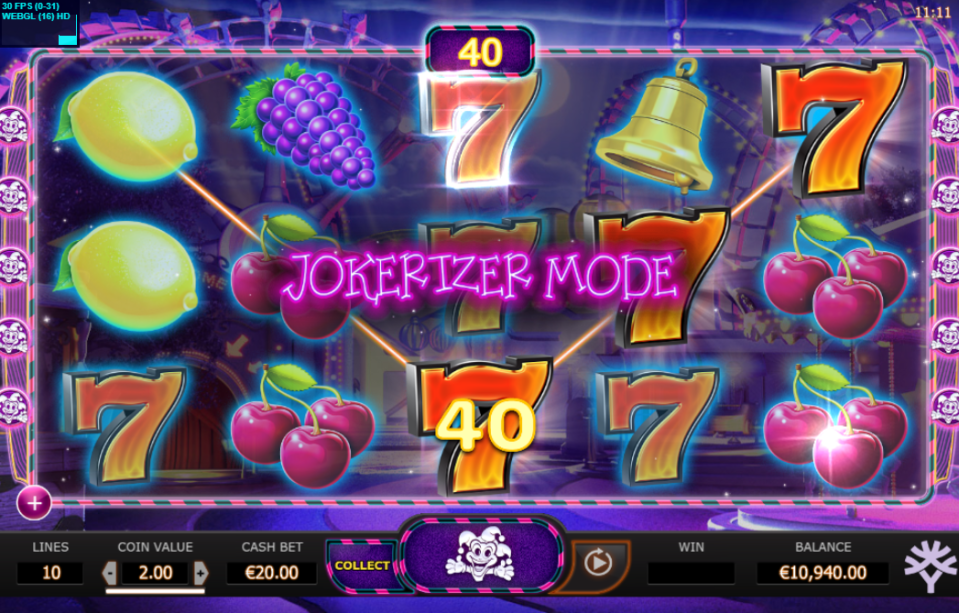 Jokerizer slot game in Jokerizer Mode.