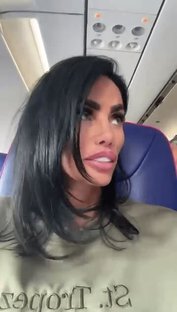 Horrified plane passenger seated behind Katie Price.