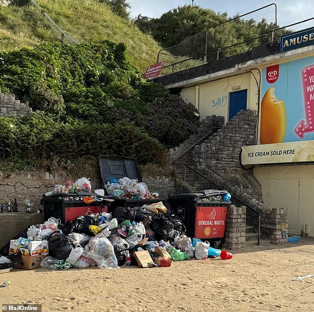 On a Daily Mail visit to the area last month, we witnessed a bastion of bin bags and fast food boxes stacked in and around a solitary skip
