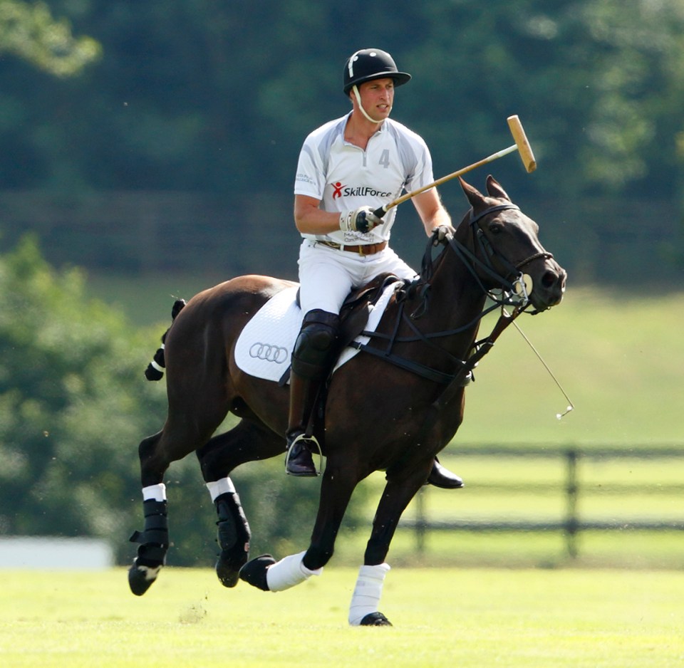 Prince William playing polo.